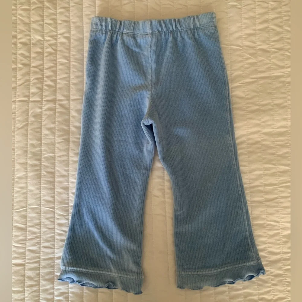 VTG Children's Place Set Girls Size 24M Blue Y2k Velour Top Pants Ribbed Ruffle - Picture 6 of 16
